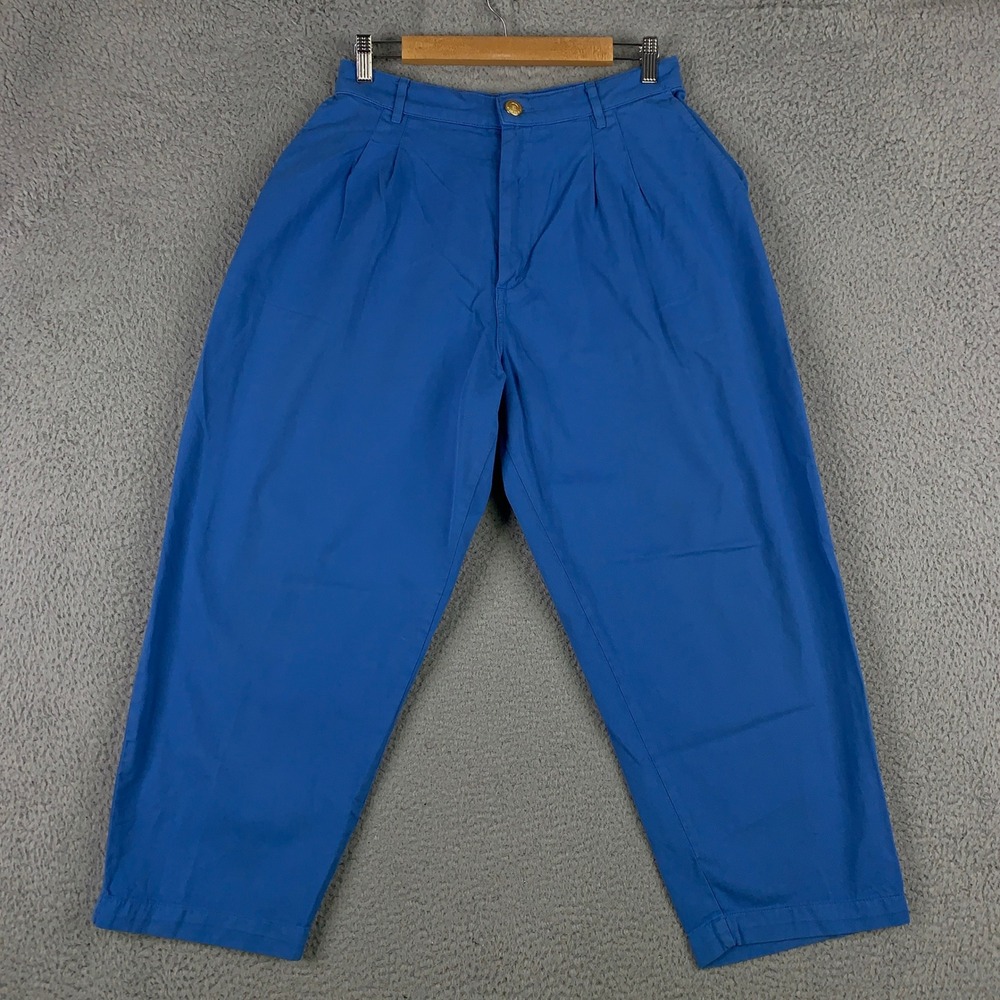 Big Bud Press Trouser Pant Unisex Medium M Petite Blue Cotton High Waist Pleated